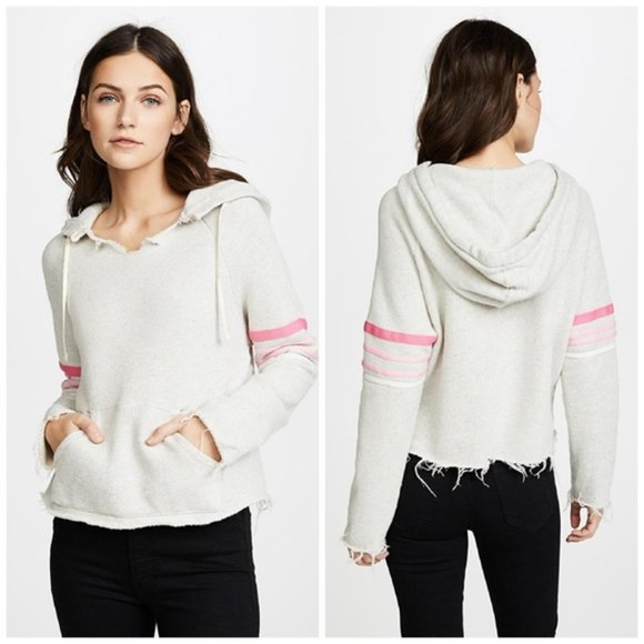 MOTHER denim Square Tear Raw Hem Hooded Pullover Sz Small - Picture 1 of 4